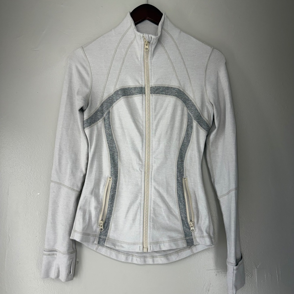 Lululemon Define Jacket Light Oatmeal Heather Grey Space Dye Size 6